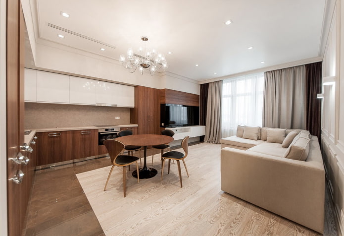 corner sofa in the kitchen interior