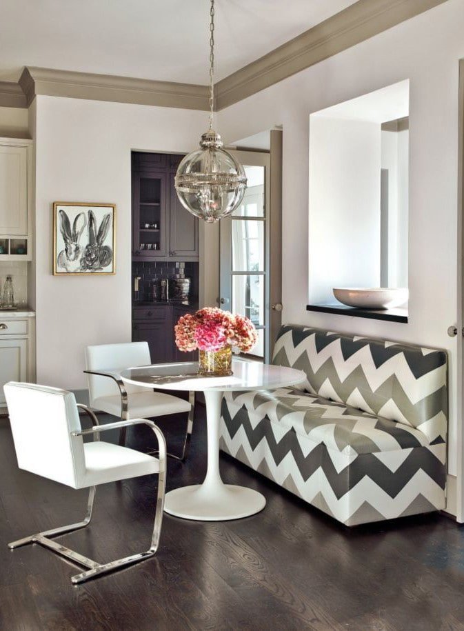 sofa without armrests in the kitchen interior
