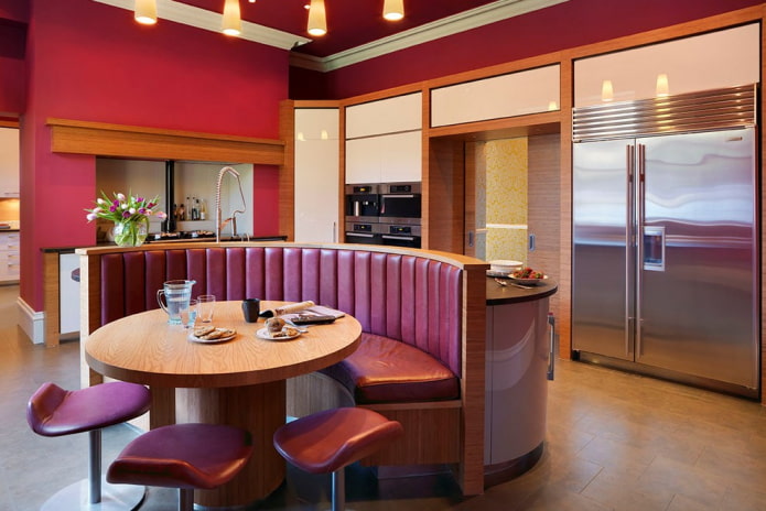semicircular sofa in the kitchen interior
