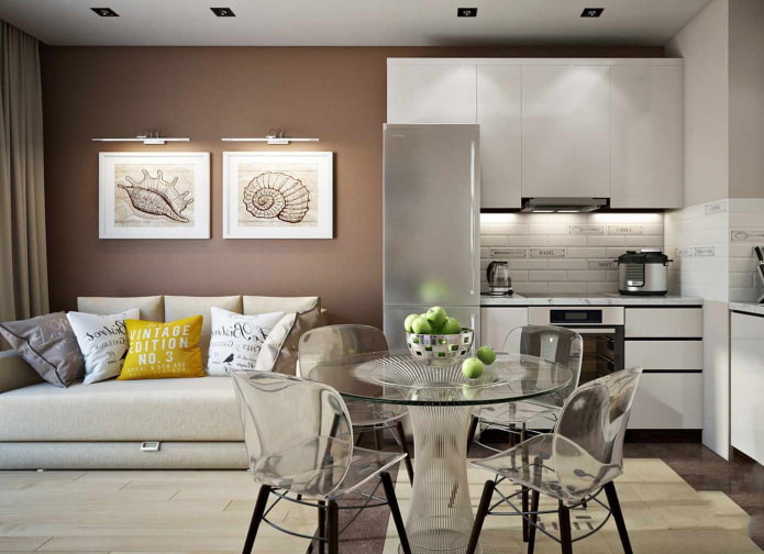 sofa in the kitchen interior