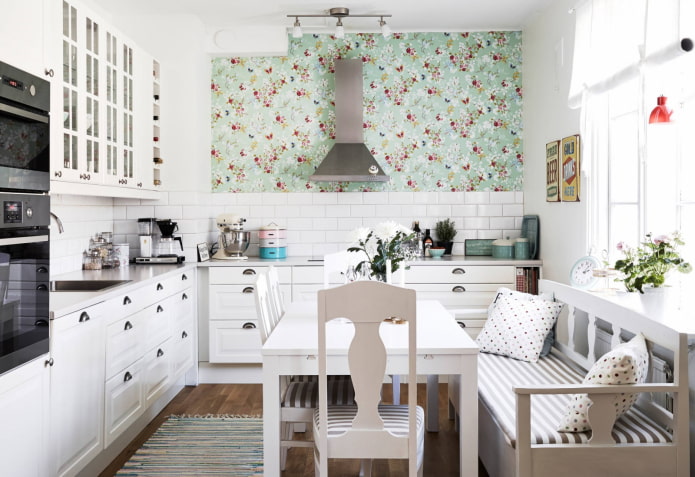sofa-bench in the kitchen interior