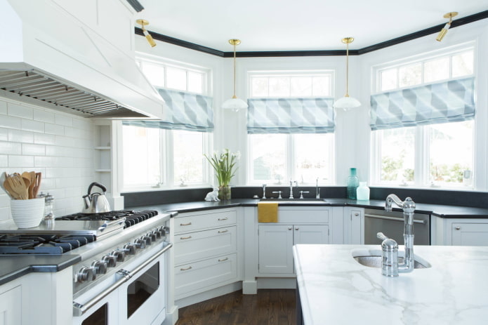Kitchen with a bay window