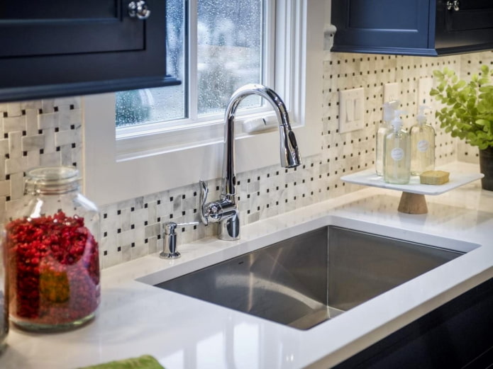 iron sink by the window