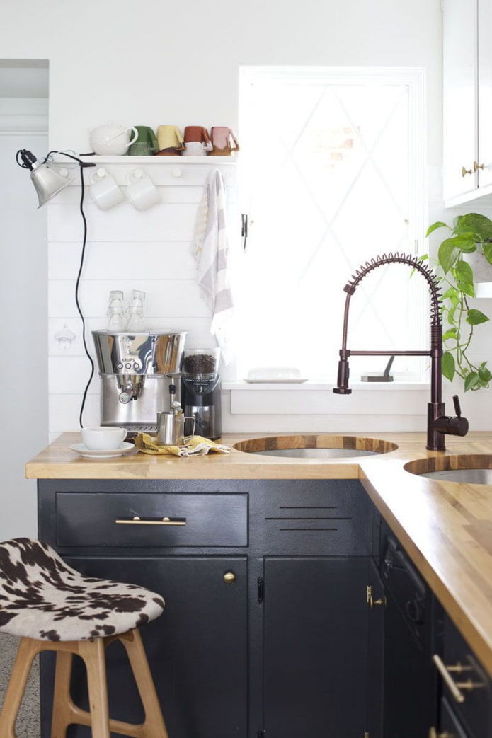 two round sinks in the kitchen