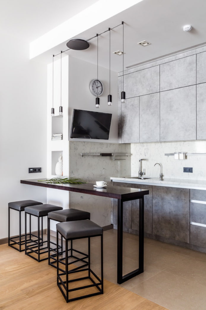 straight kitchen set with a sink in the corner