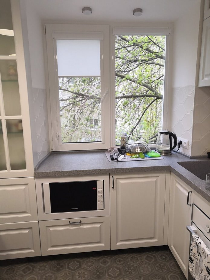 microwave under the window