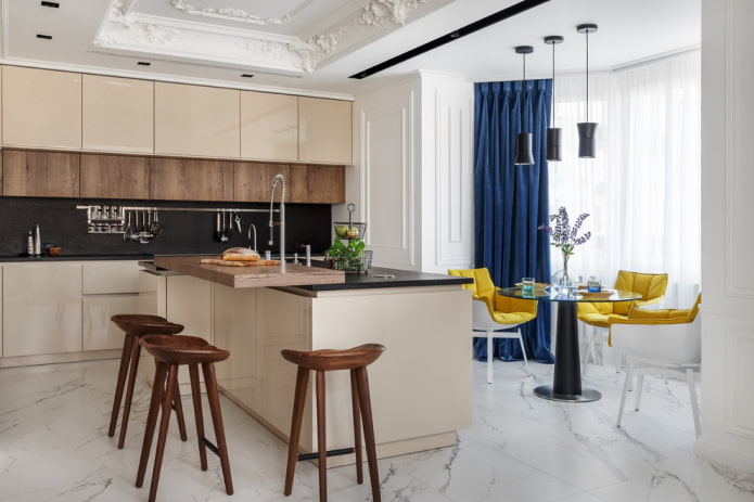color scheme of the island in the kitchen interior