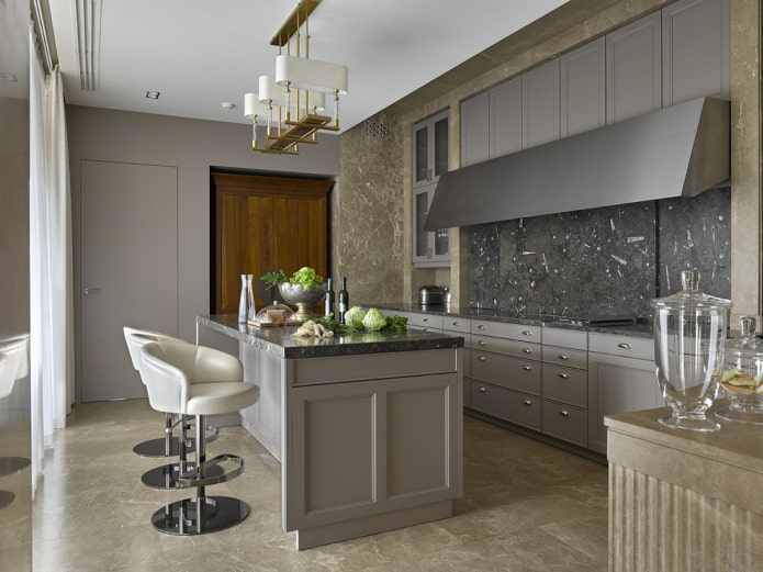 color scheme of the island in the kitchen interior