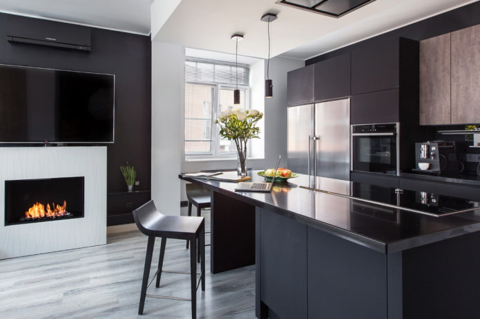 kitchen layout with an island