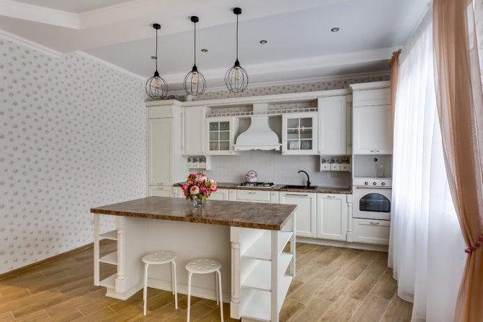 island with storage system in the kitchen interior