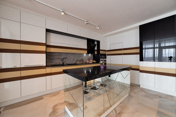 island with a straight kitchen unit