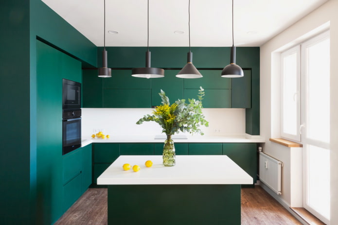 island with a corner kitchen unit