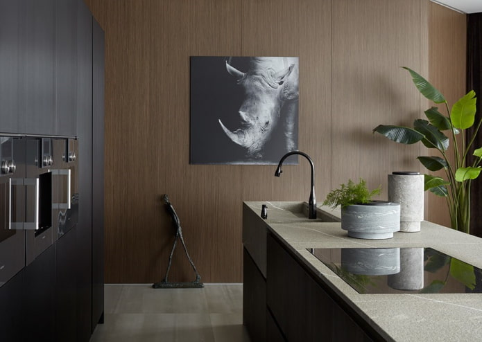 island with sink in the kitchen interior