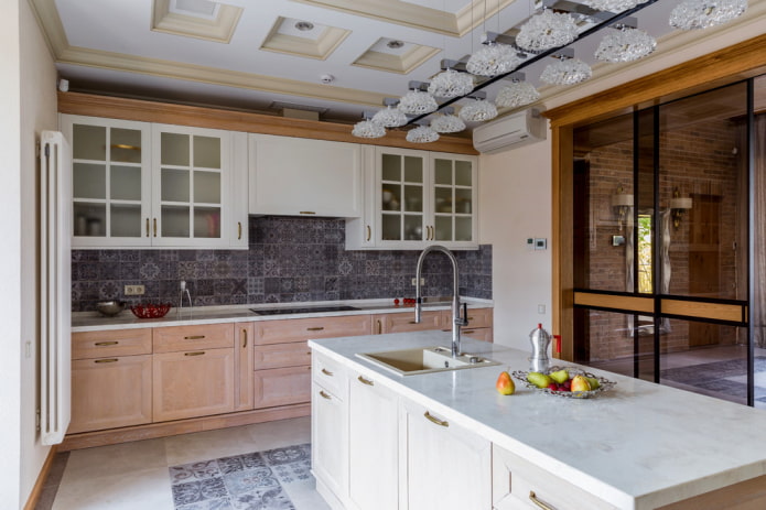 island with sink in the kitchen interior