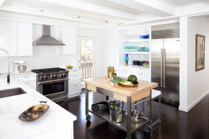 island on wheels in the kitchen interior