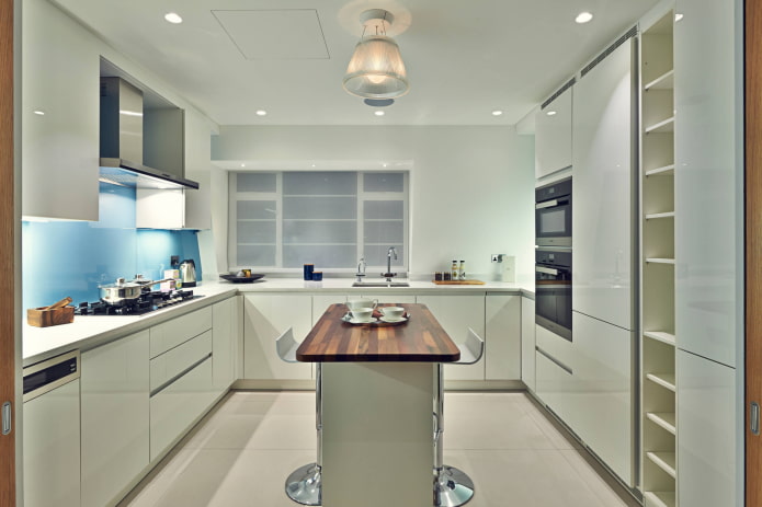 island with a U-shaped kitchen unit