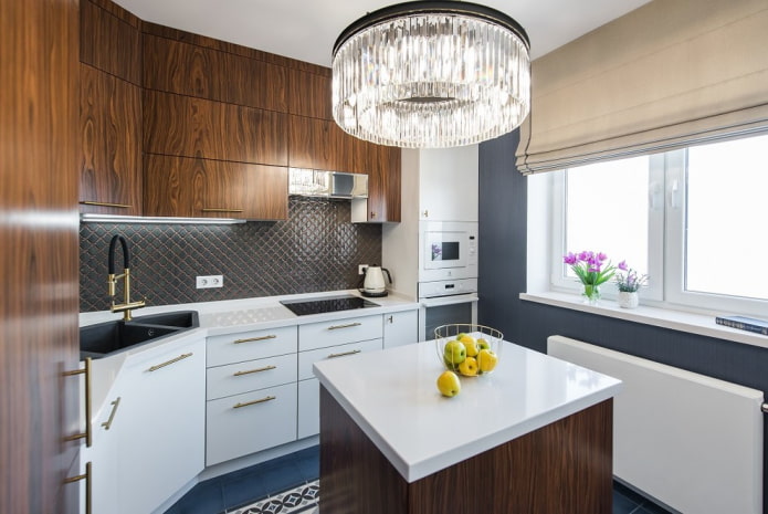 kitchen layout with an island