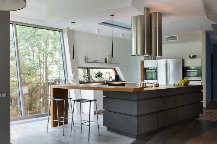 island in the interior of the kitchen in the modern style