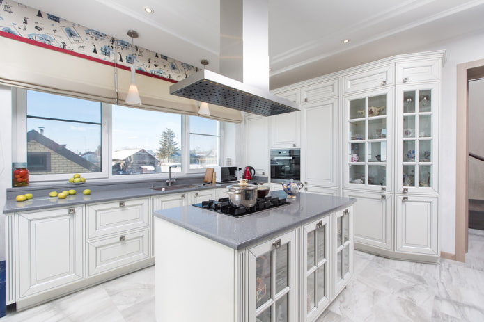 island with a work area in the kitchen interior