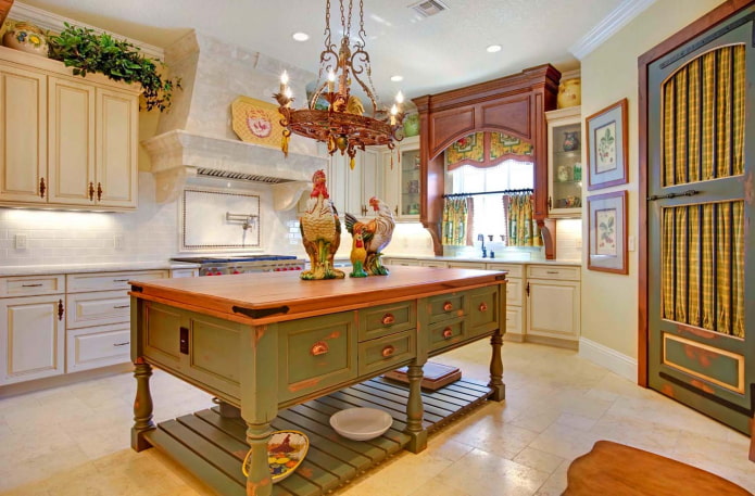 lighting above the island in the kitchen interior
