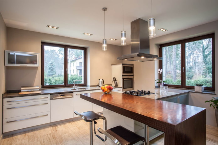 island design in the kitchen interior