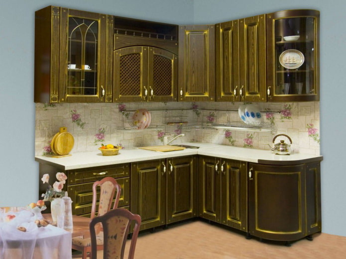 dark kitchen with patina