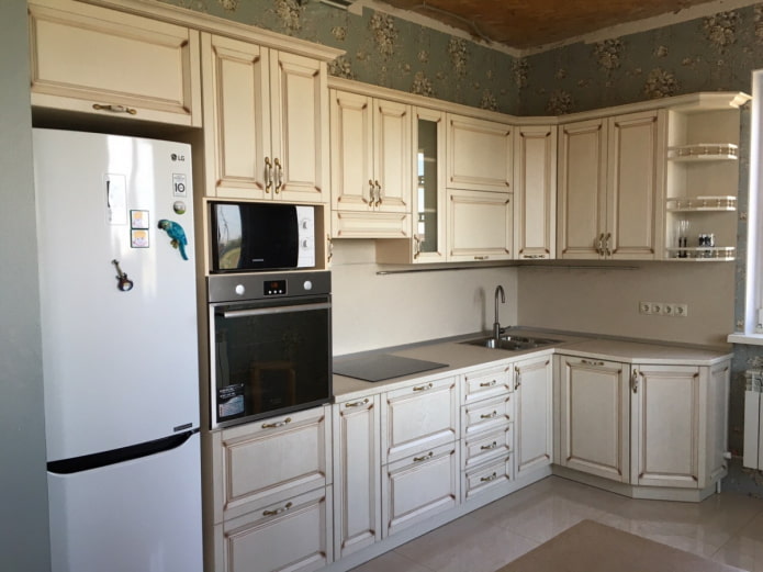 beige kitchen in a classic style