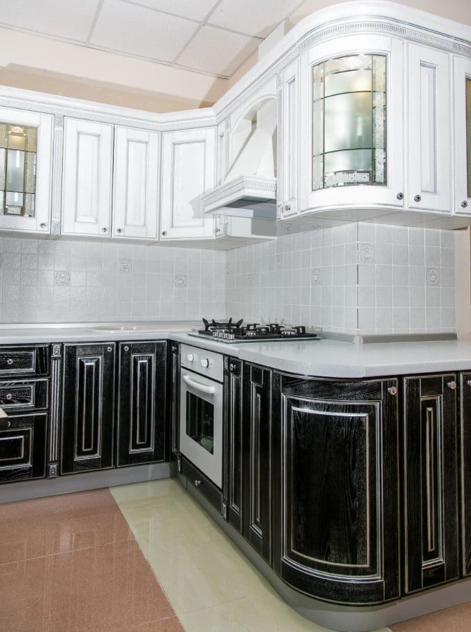 black and white kitchen