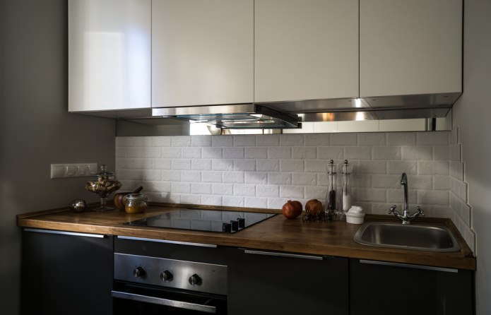modern kitchen set with a countertop made of MDF panel