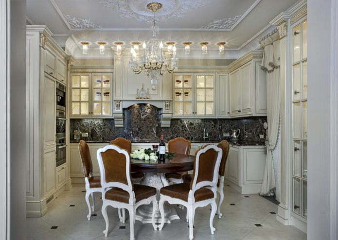 classic kitchen with a dark countertop