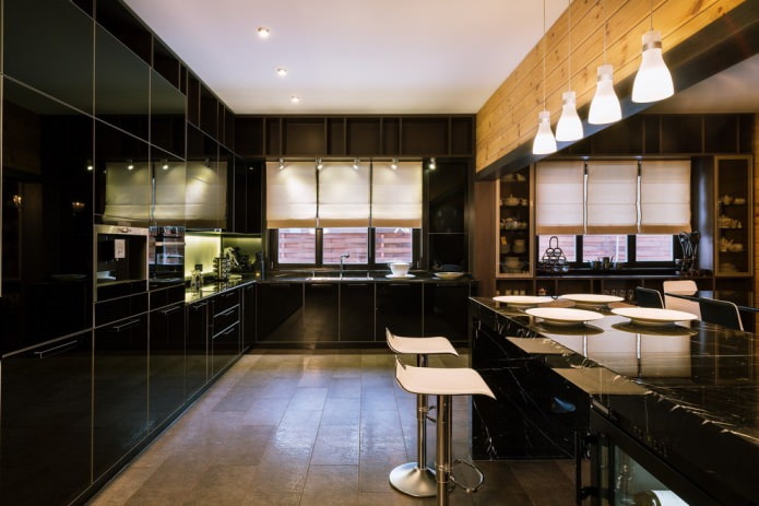 Kitchen with a natural stone countertop