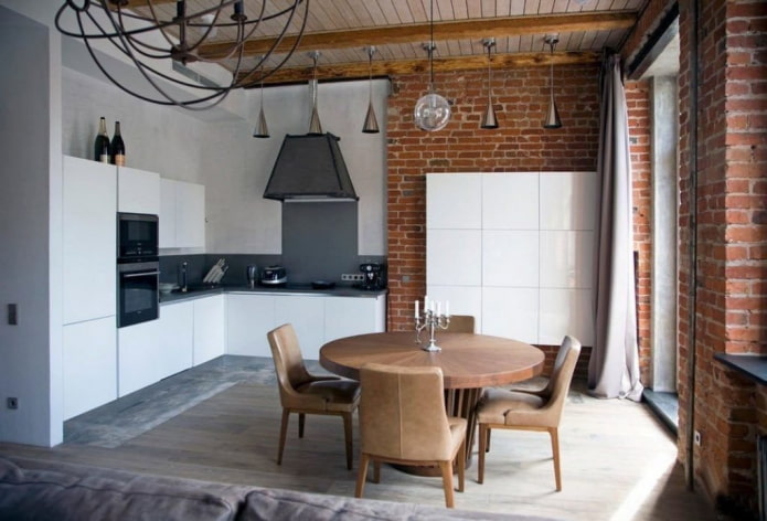 design of a white kitchen studio