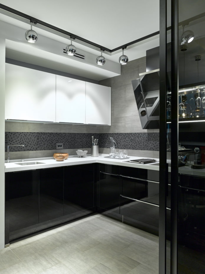 black and white kitchen