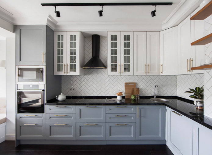 gray kitchen in Scandinavian style