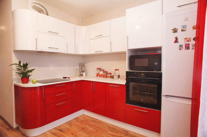 red and white kitchen