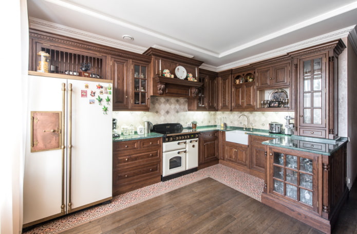 furniture and appliances in the kitchen in the English style