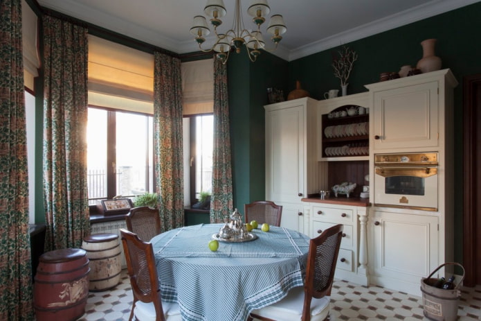 textile decoration of the kitchen in the British style