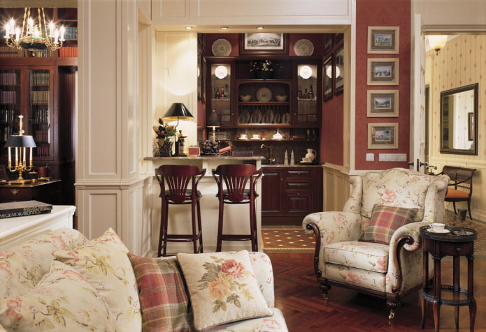kitchen-living room in English style