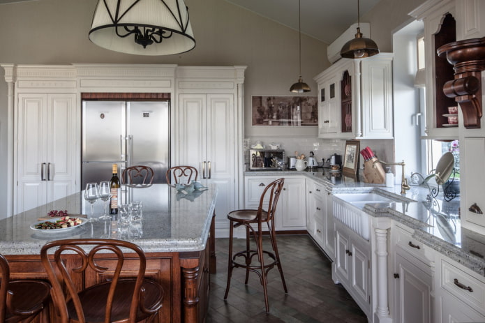 furniture and appliances in the kitchen in English style