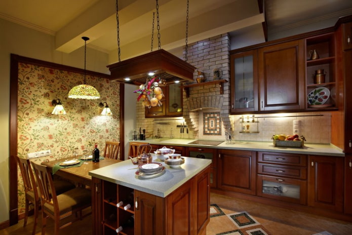 kitchen space decoration in English style