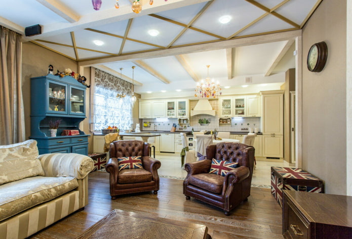 kitchen-living room in English style