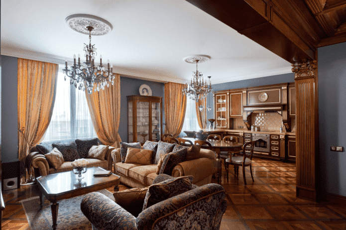 kitchen-living room in English style