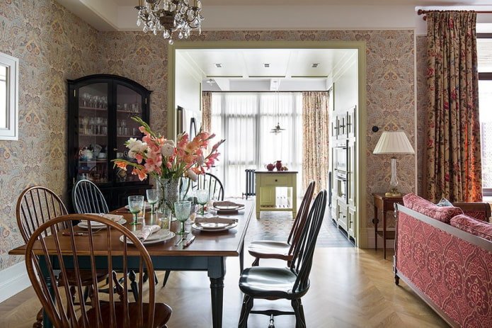kitchen-living room in English style