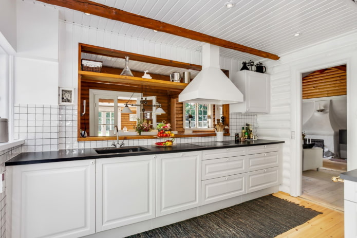 white log walls