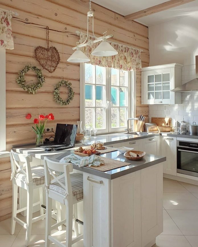 kitchen with a bar counter
