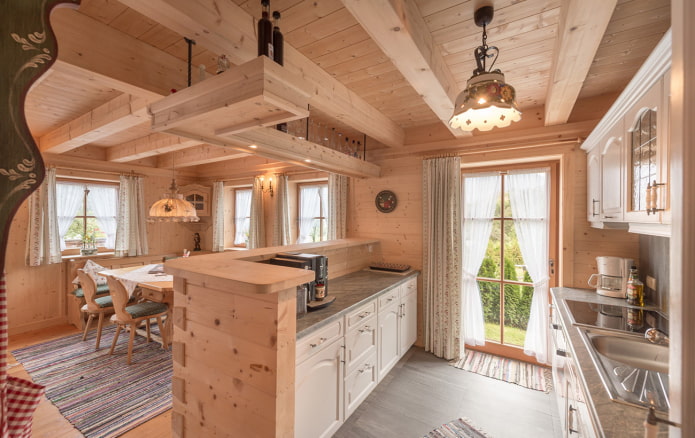 wooden kitchen in the house 