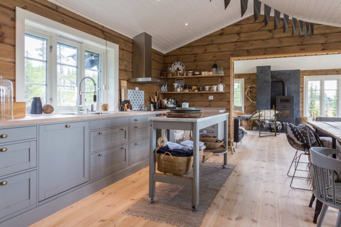 gray furniture in the kitchen