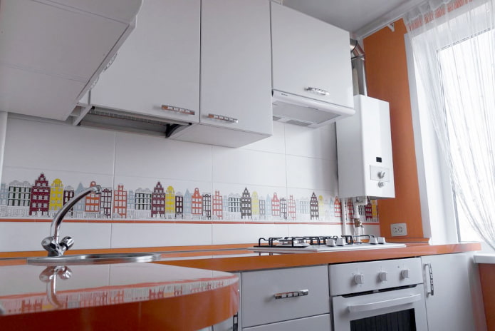 Column in a small kitchen 