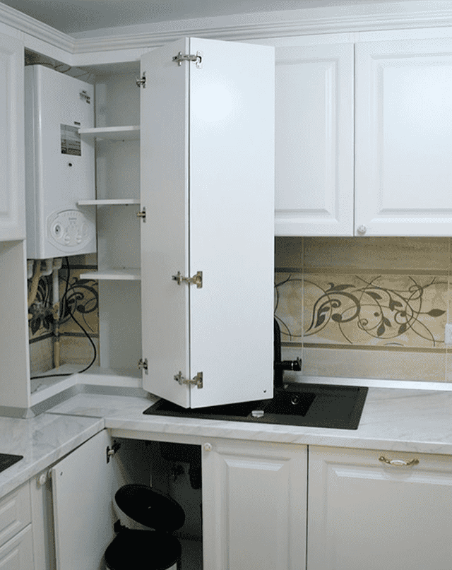 Column behind an accordion door