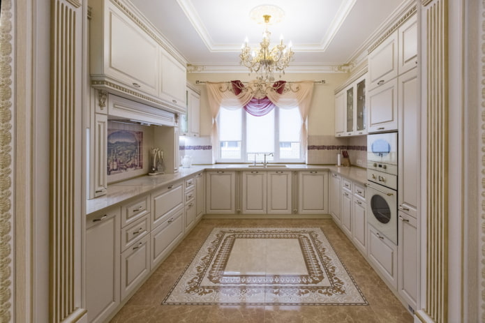 floor finishing in the interior of a classic kitchen